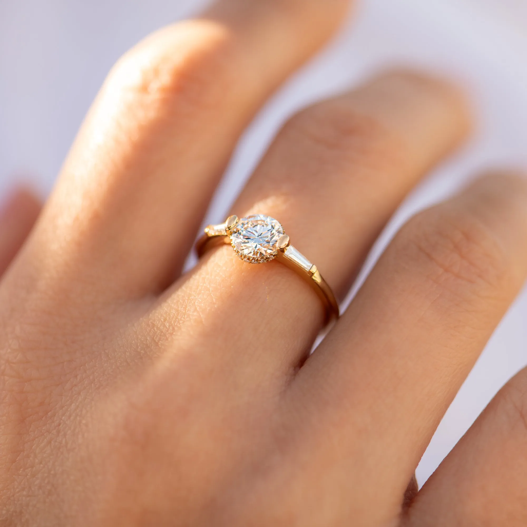 Brilliant Cut Engagement Ring with a Pave Diamond Halo