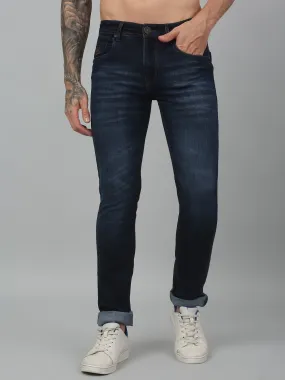 Cantabil Blue Solid Mid Rise Full Length Stretchable Jeans For Men