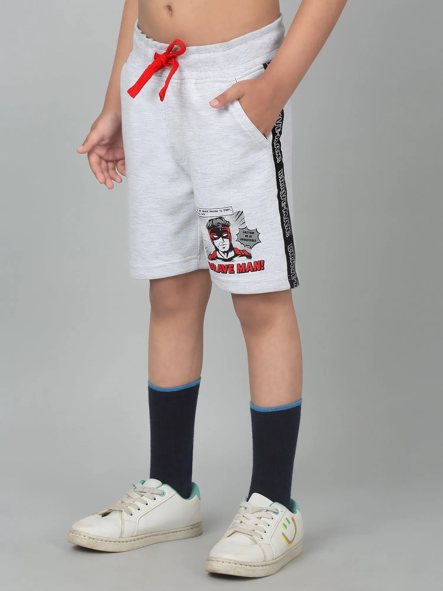 Cantabil Boy's Grey Printed Bermuda Shorts