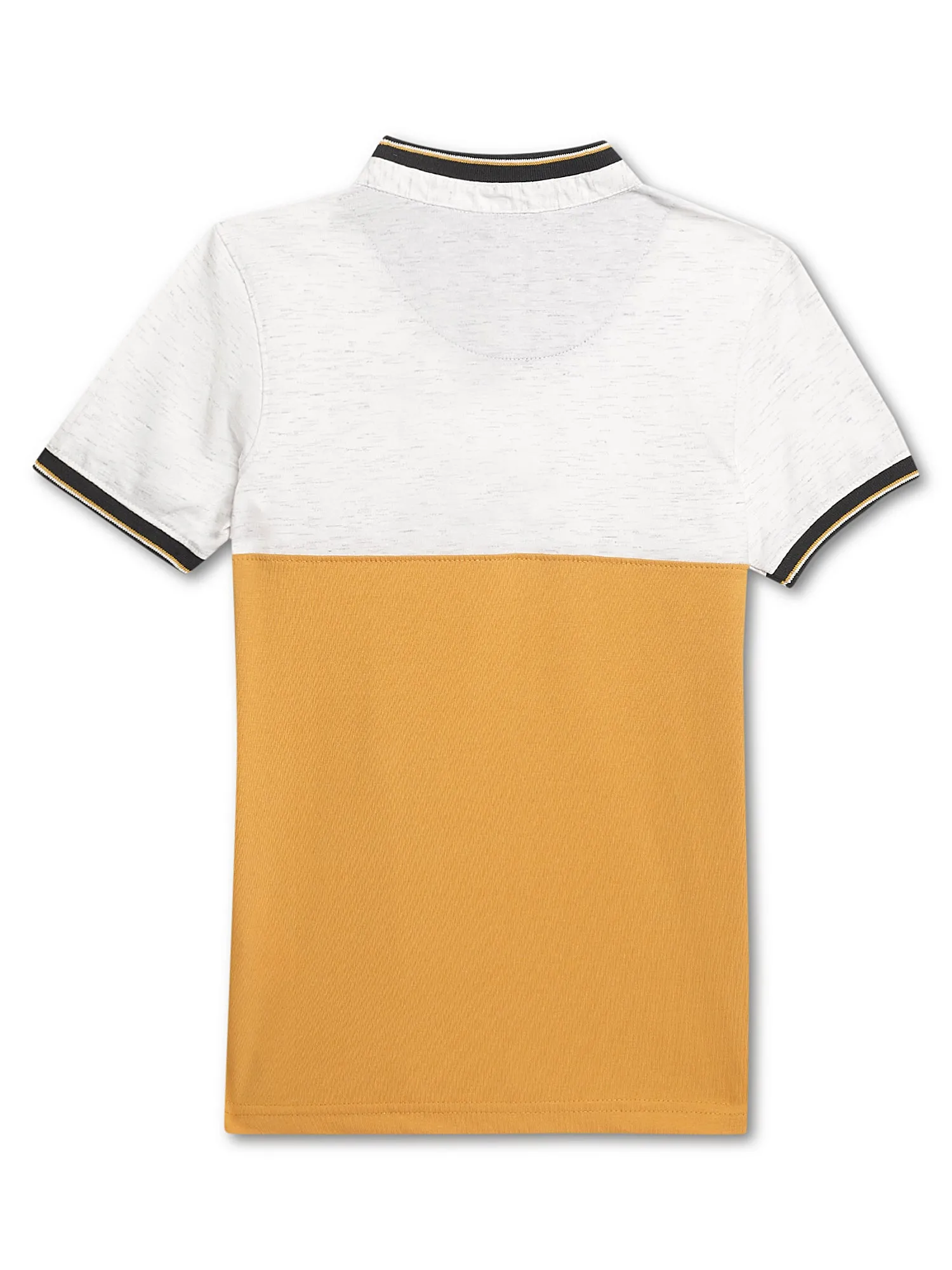 Cantabil Boys Mandarin Collar Off White T-Shirt