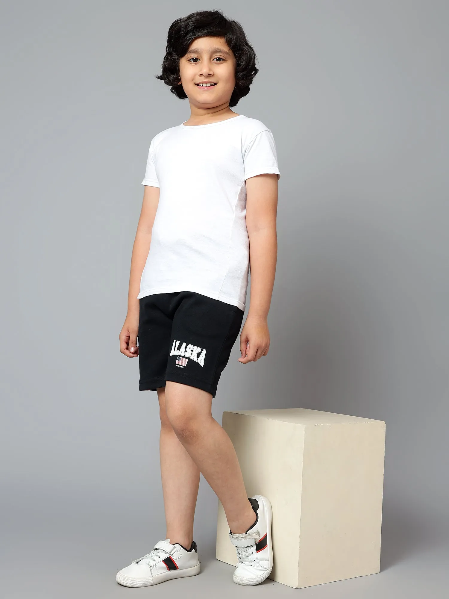 Cantabil Boy's Navy Blue Printed Bermuda Shorts