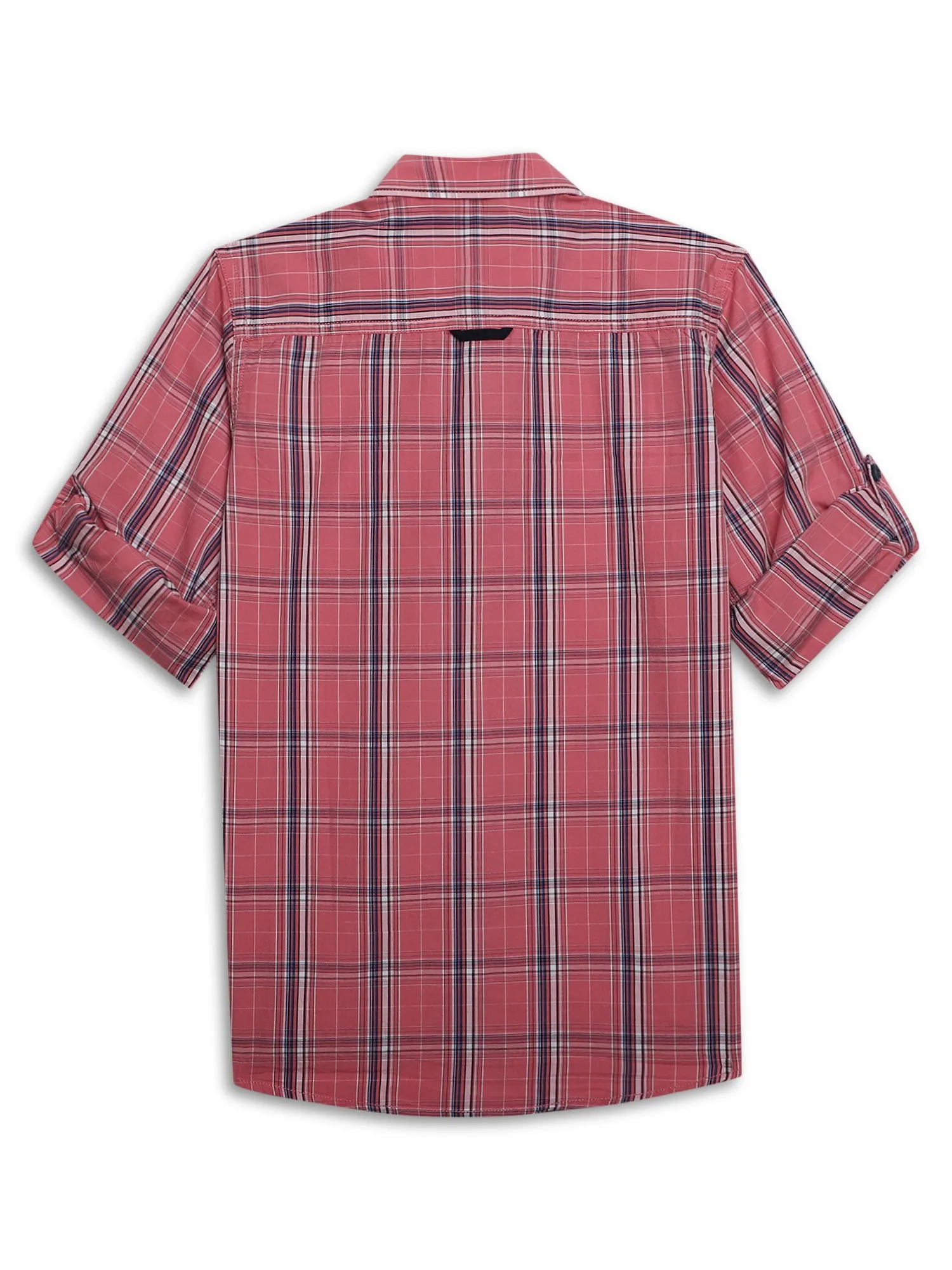 Cantabil Boys Pink Checkered Full Sleeves Casual Shirt