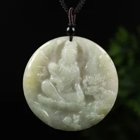 Certified Grade A Brown Green Natural Jade Jadeite Pendant Kwan Yin #2-1226