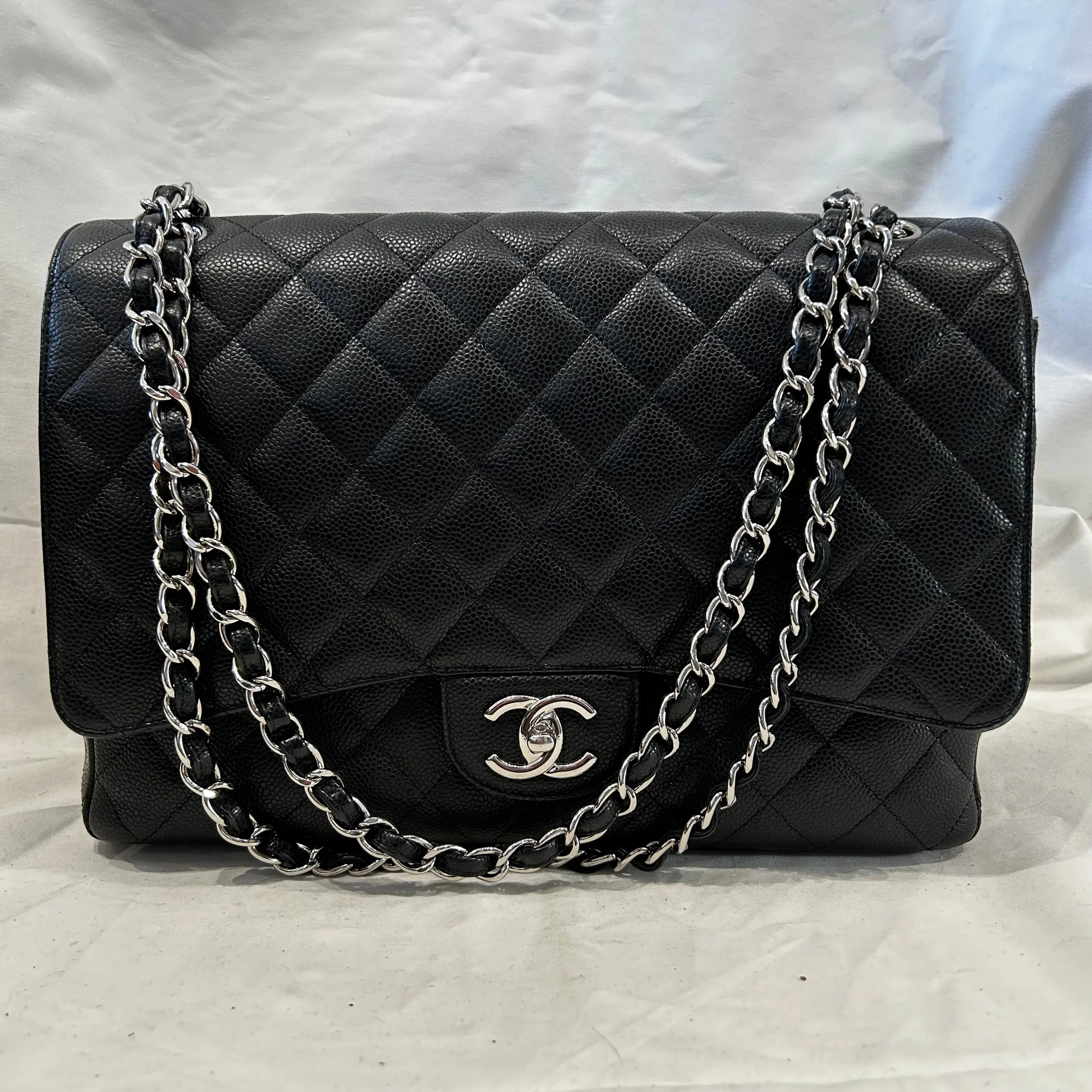 Chanel Black Caviar 2016 Maxi Flap Bag