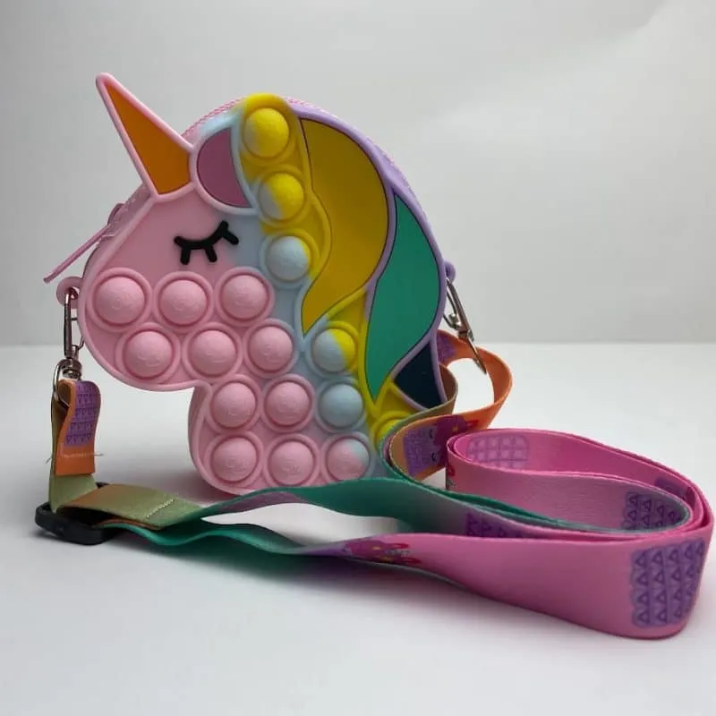 Clearance Sale! Adorable Unicorn Pop It Messenger Bag for Kids - Sensory Toy & Bubble Fidget Fun!