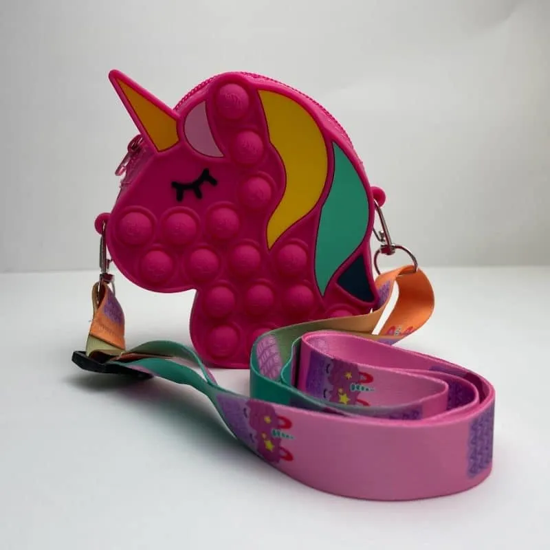 Clearance Sale! Adorable Unicorn Pop It Messenger Bag for Kids - Sensory Toy & Bubble Fidget Fun!