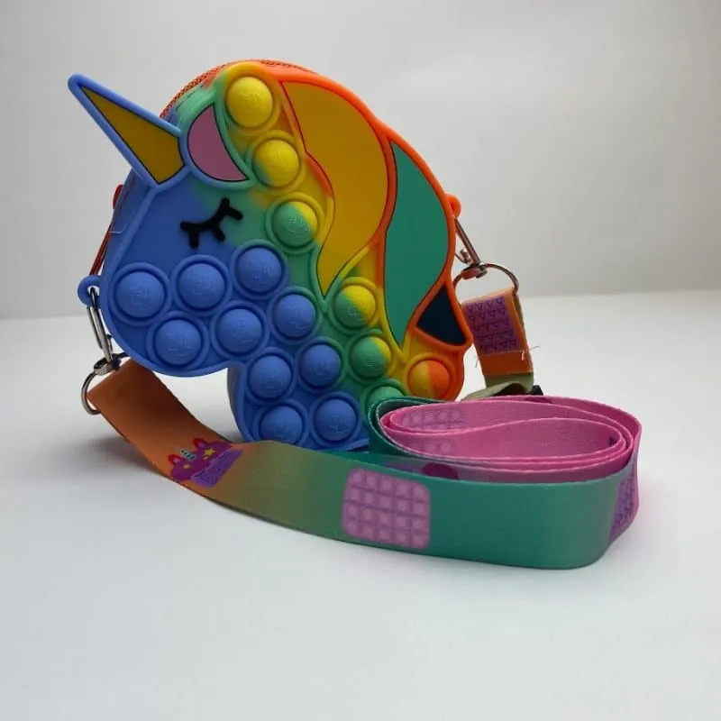 Clearance Sale! Adorable Unicorn Pop It Messenger Bag for Kids - Sensory Toy & Bubble Fidget Fun!