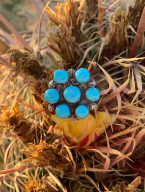 Cluster of Kingman Turquoise ring size 10 1/2