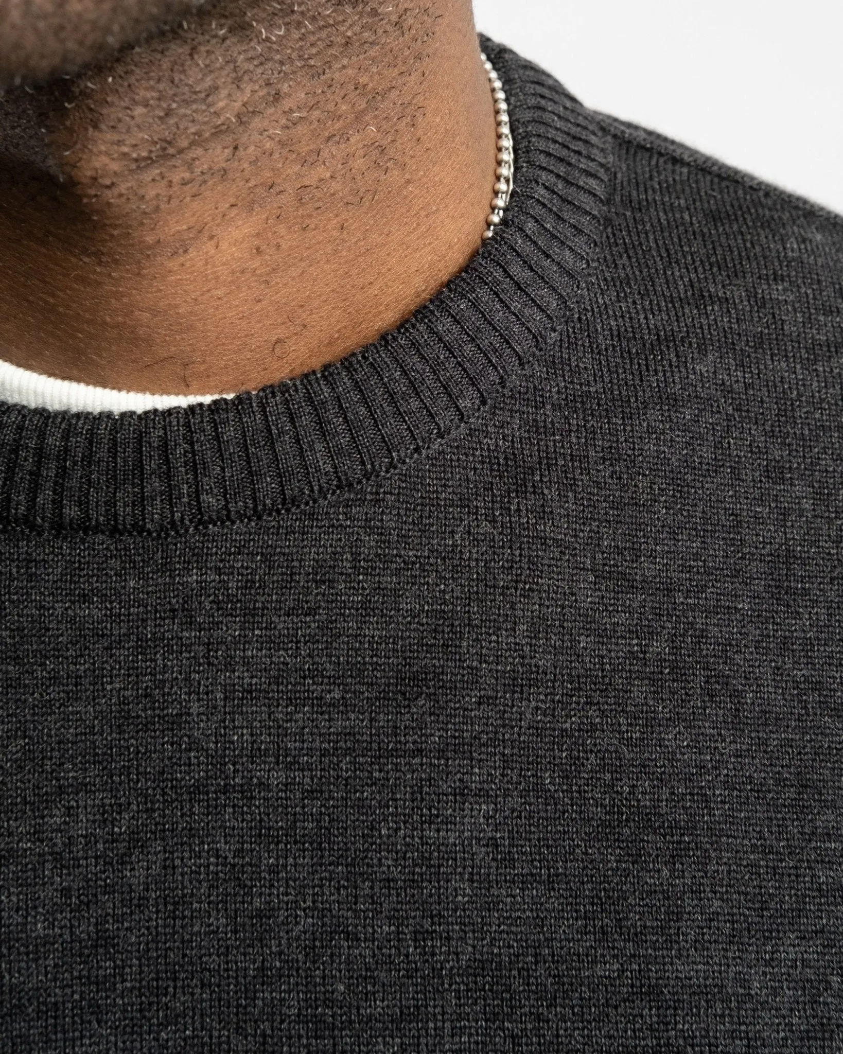 Crewneck Long Sleeve Merino Wool Charcoal