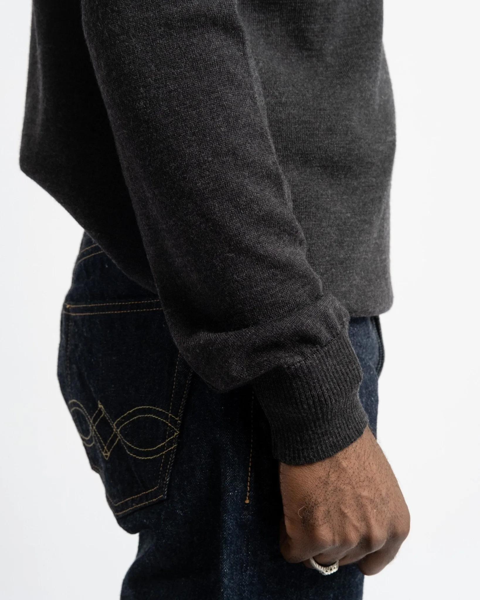 Crewneck Long Sleeve Merino Wool Charcoal