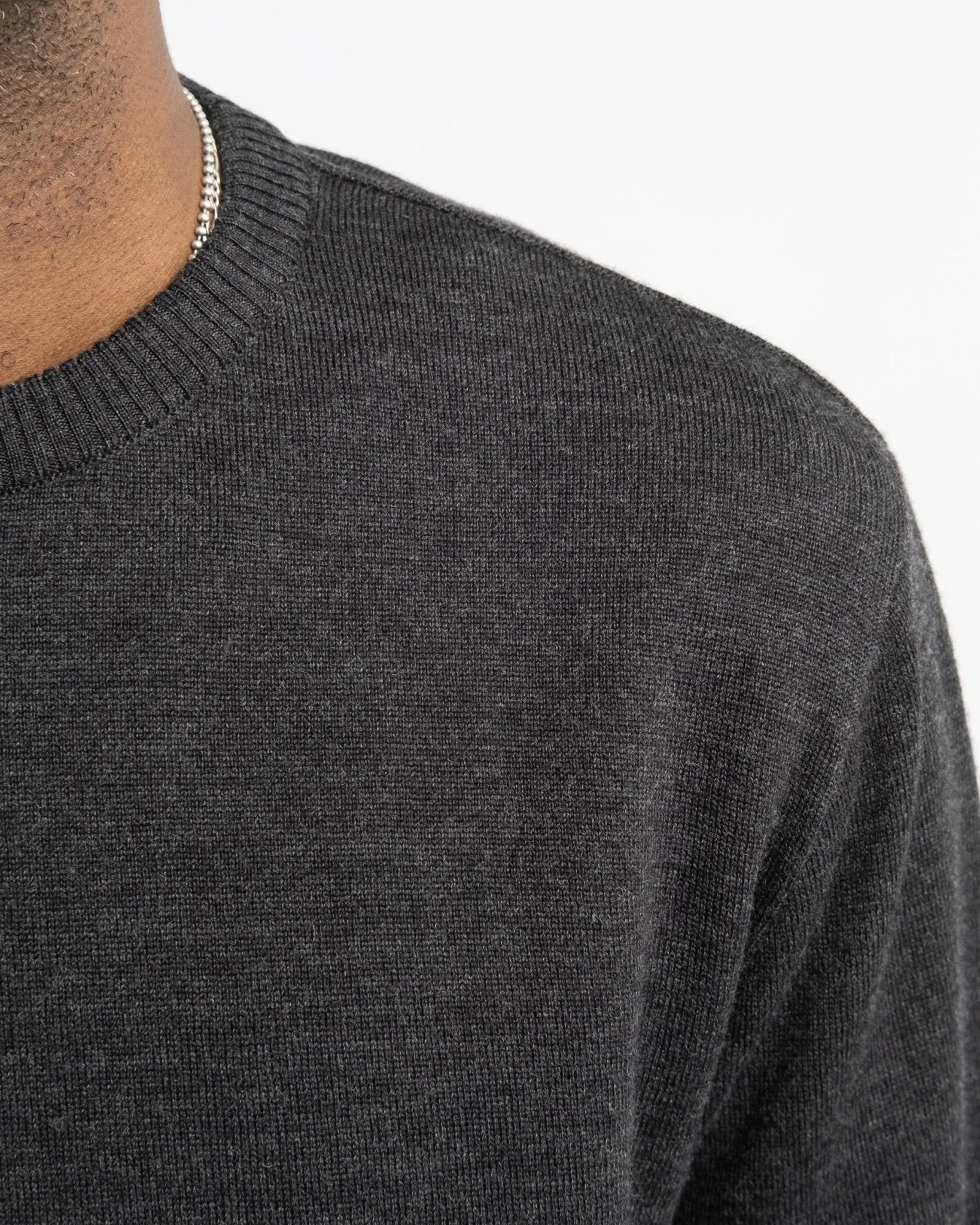 Crewneck Long Sleeve Merino Wool Charcoal