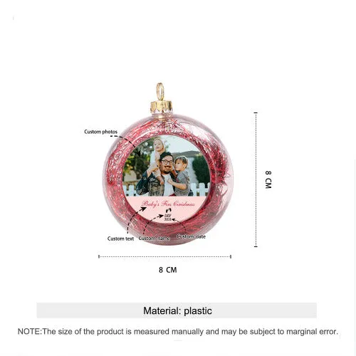 Custom Photo Christmas Ornament Clear With Tinsel Baby's First Christmas