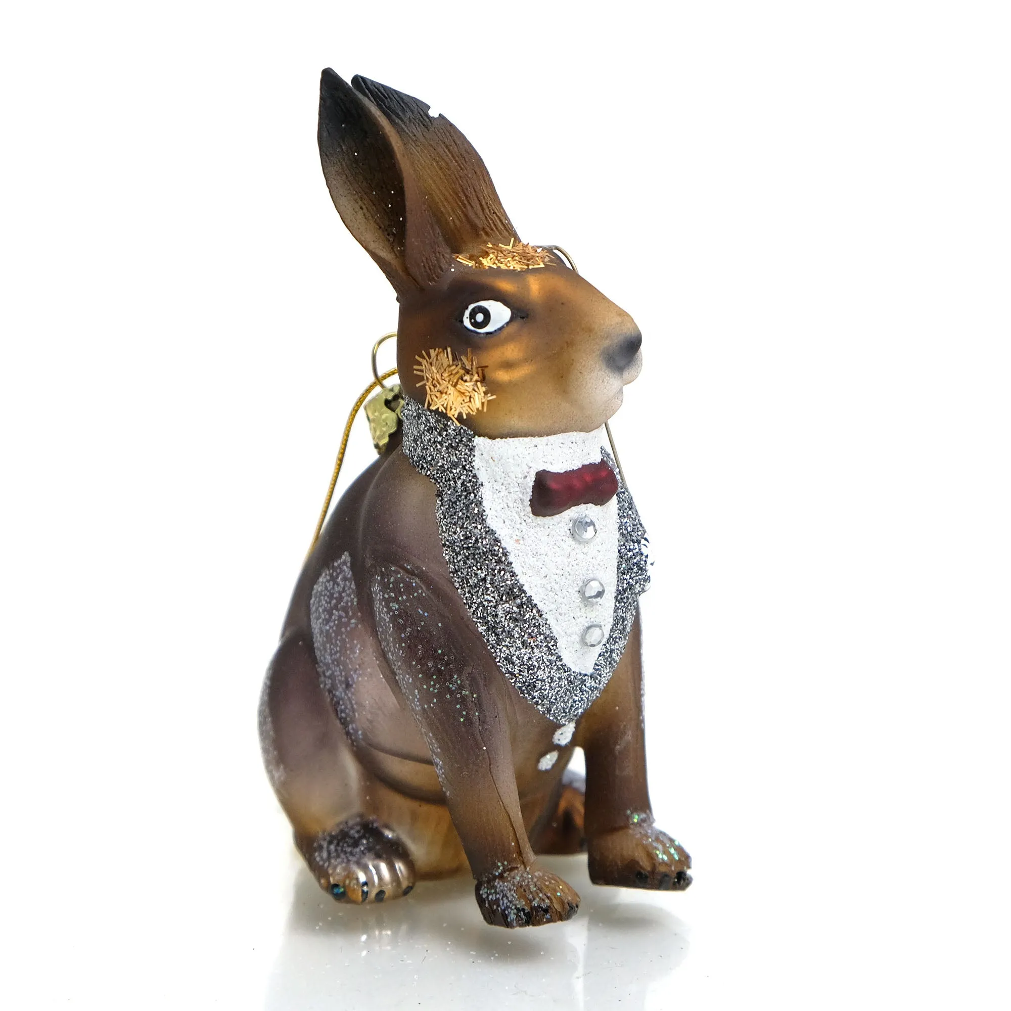 Dapper Hare Rabbit Glass Ornament