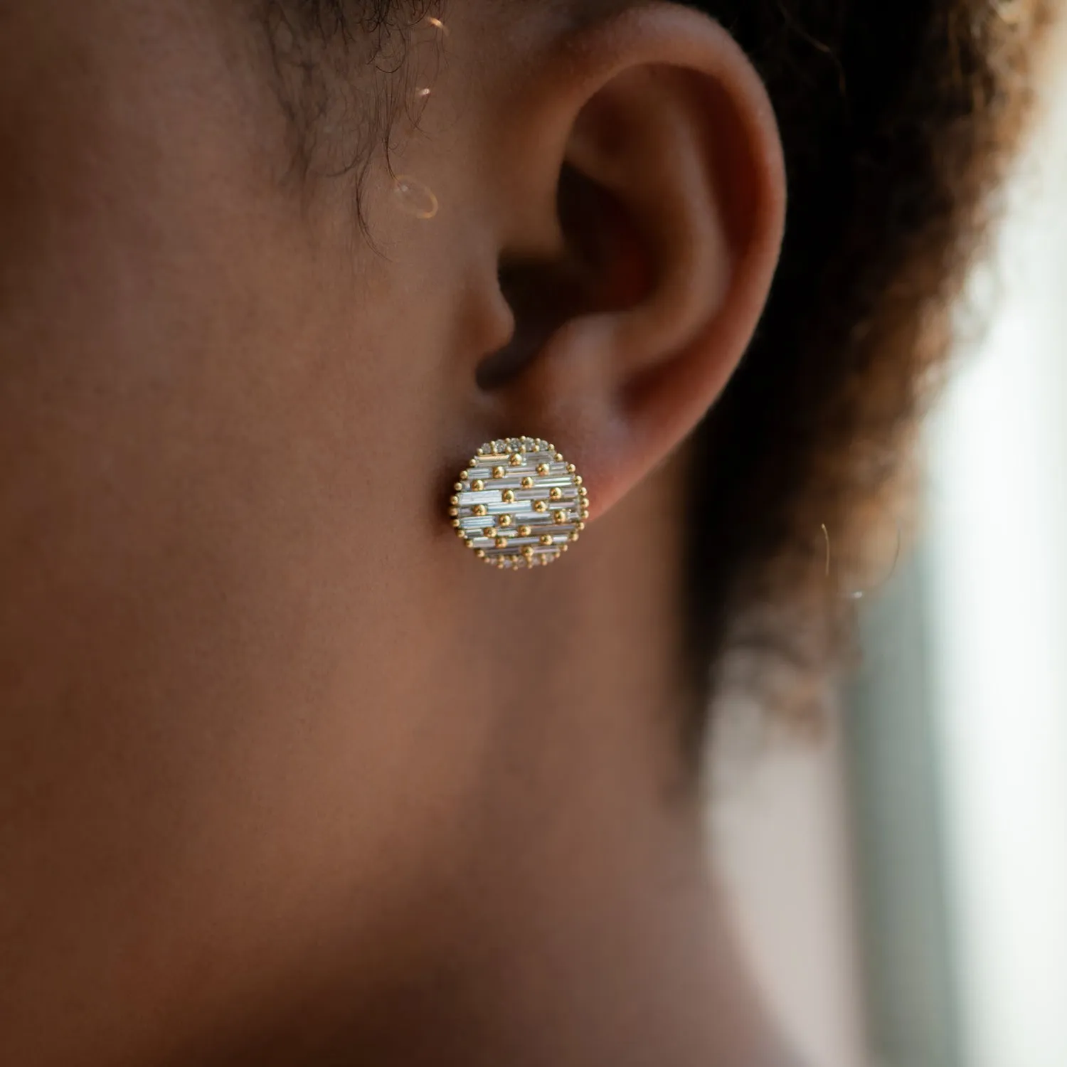 Diamond Disco Earrings - With Needle Cut Baguette Diamonds