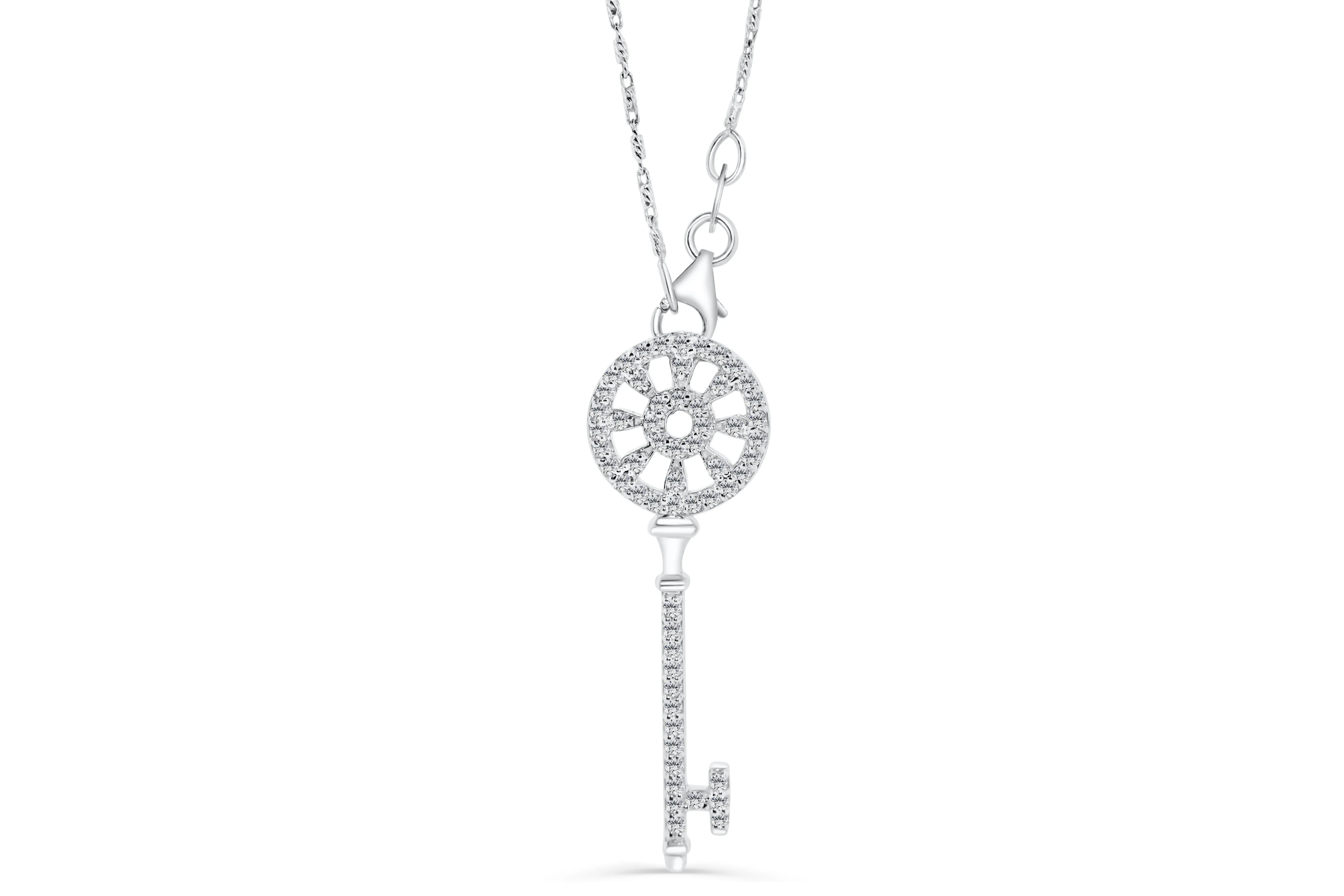 Diamond Key Pendant 0.38 CT TW 14K White Gold DPEN027