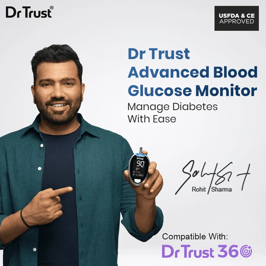 Dr Trust USA Gold Standard Glucosure Glucometer Blood Sugar Testing Meter 9001 with Lancing Device, 60 Strips & Lancets, Simple & Accurate Home Diabetes Testing Machine (Strip Expiry April 2024)