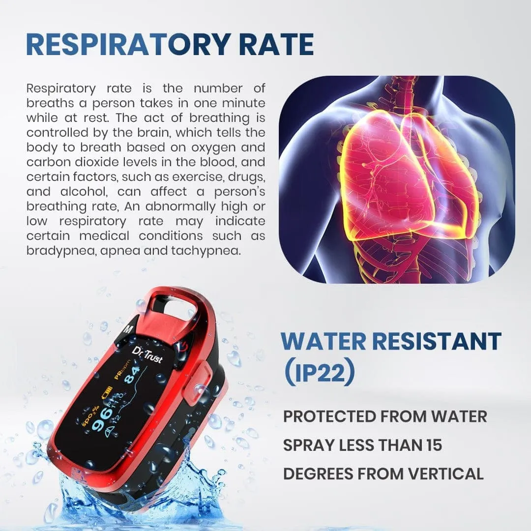 Dr Trust USA Professional Series Finger Tip Pulse Oximeter (Red) 203