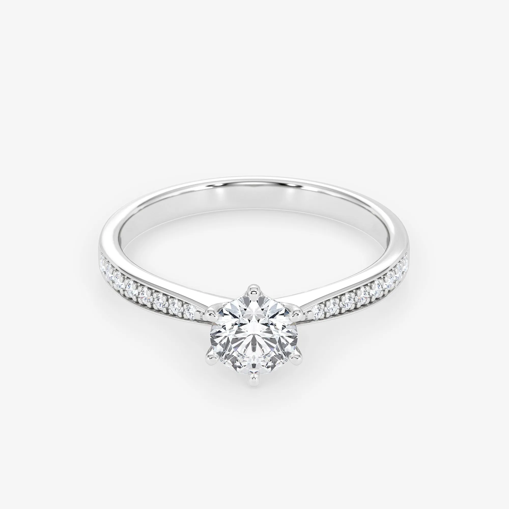 Embellished Solitaire 0.50 Carat Brilliant Cut Diamond 18K Gold Ring