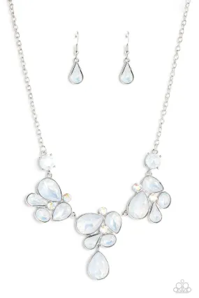 Everglade Escape White Opalescent Gem Necklace - Paparazzi Accessories