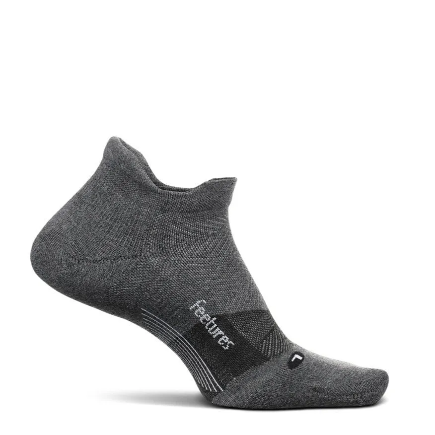 Feetures Merino 10 Cushion No Show Tab Socks - Gray