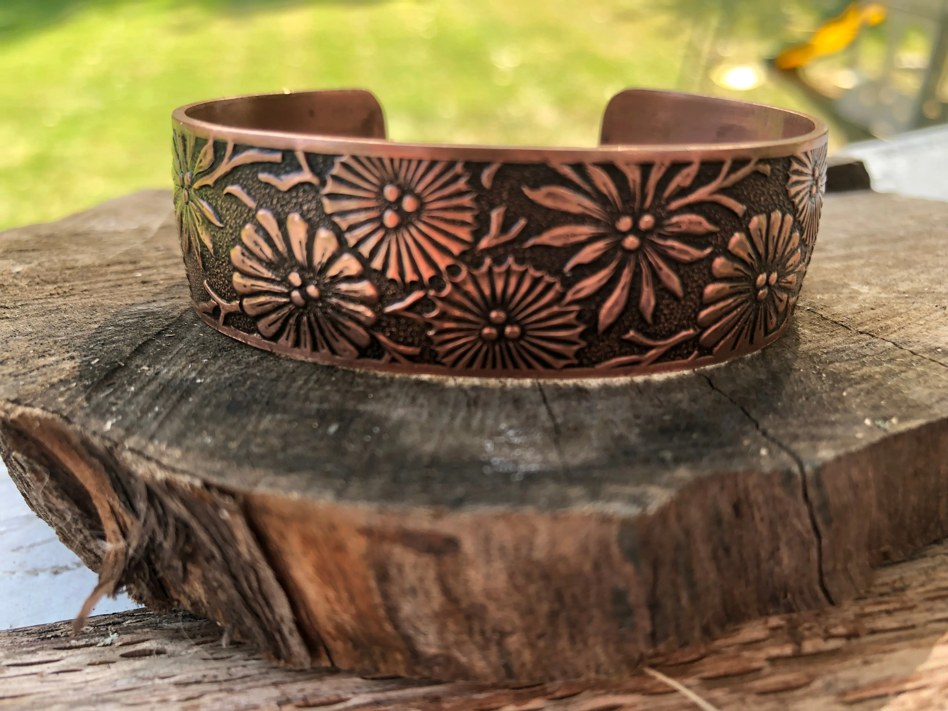 Floral Burst Copper Cuff Bracelet