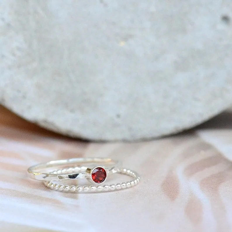 Garnet ring sterling silver,January birthstone,Handmade Jewelry,Gift for her