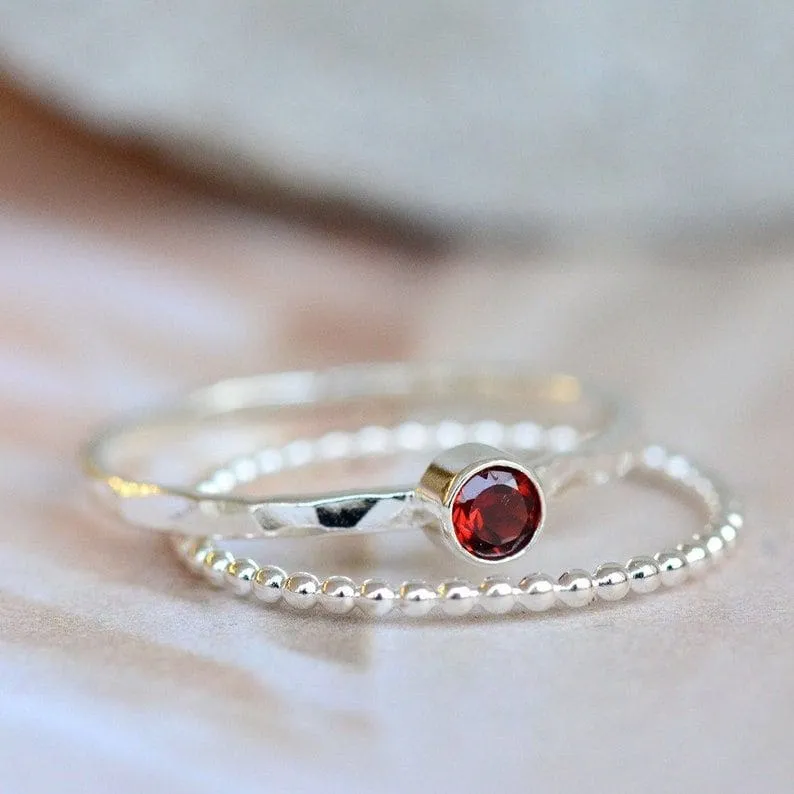 Garnet ring sterling silver,January birthstone,Handmade Jewelry,Gift for her