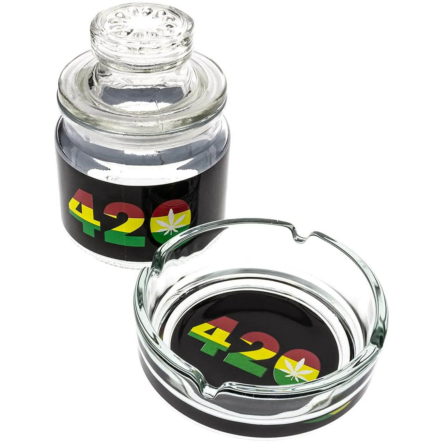 Glass Stash Jar & Ashtray Set