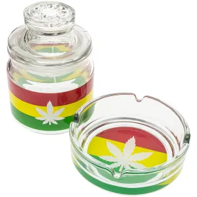 Glass Stash Jar & Ashtray Set