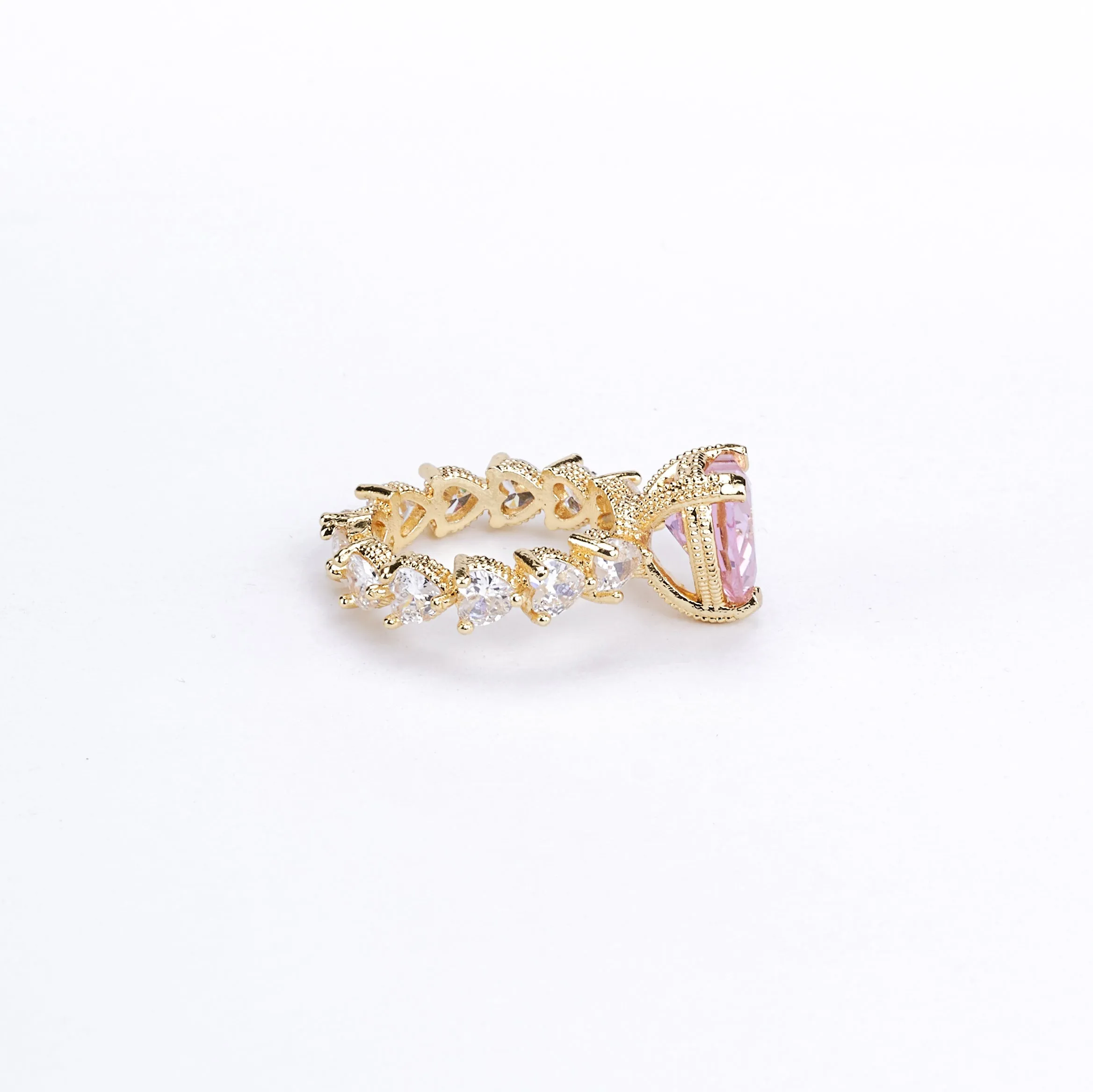 Gold Plated Pink Cubic Zirconia Ring