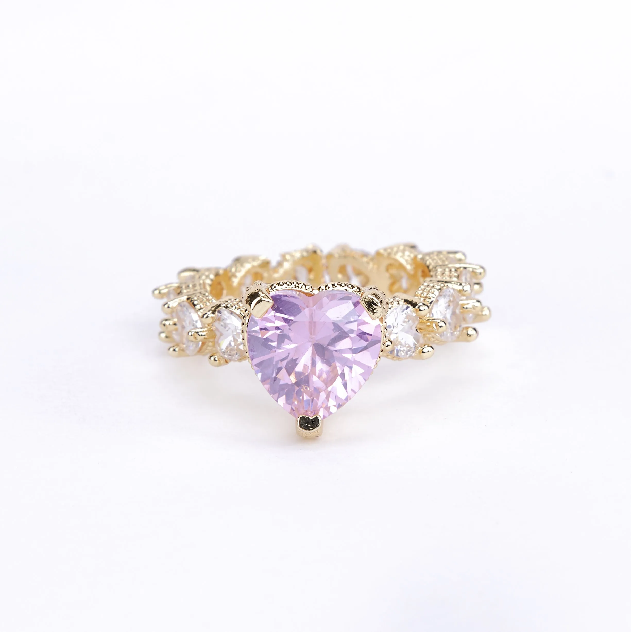 Gold Plated Pink Cubic Zirconia Ring