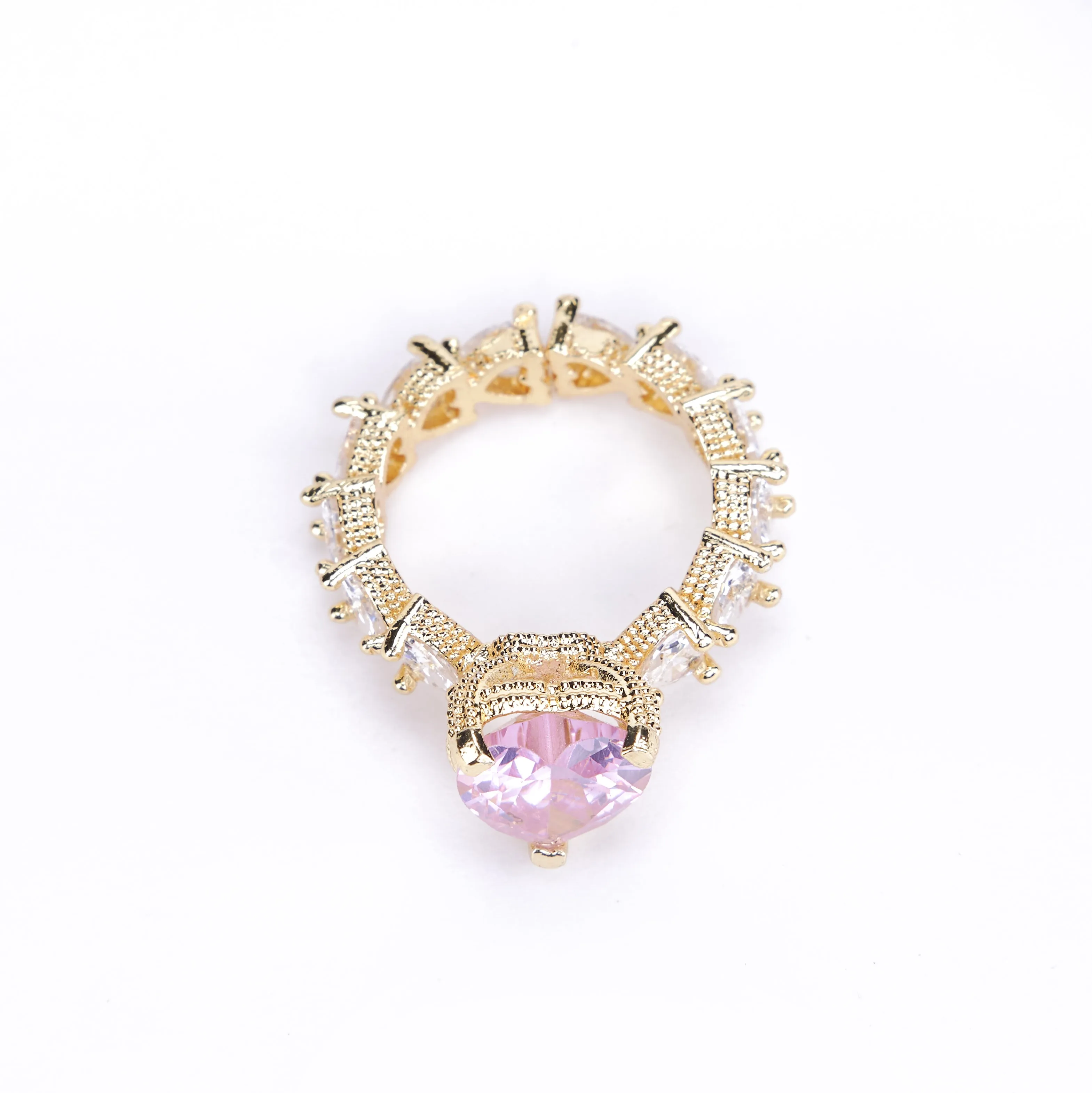 Gold Plated Pink Cubic Zirconia Ring