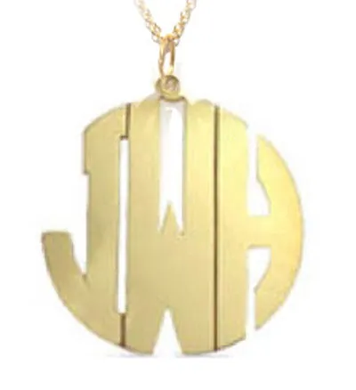 Gold Round Cutout Monogram Necklace