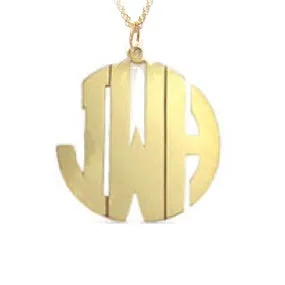 Gold Round Cutout Monogram Necklace