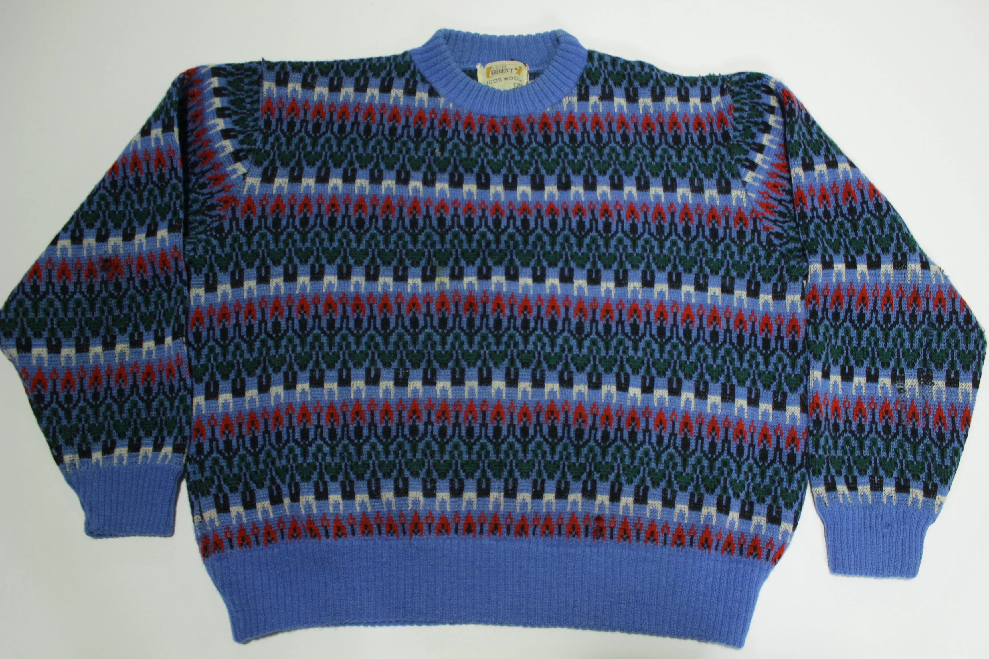 Golden Brent Vintage 1960's 100% Wool Ski Pattern Fireplace Sweater