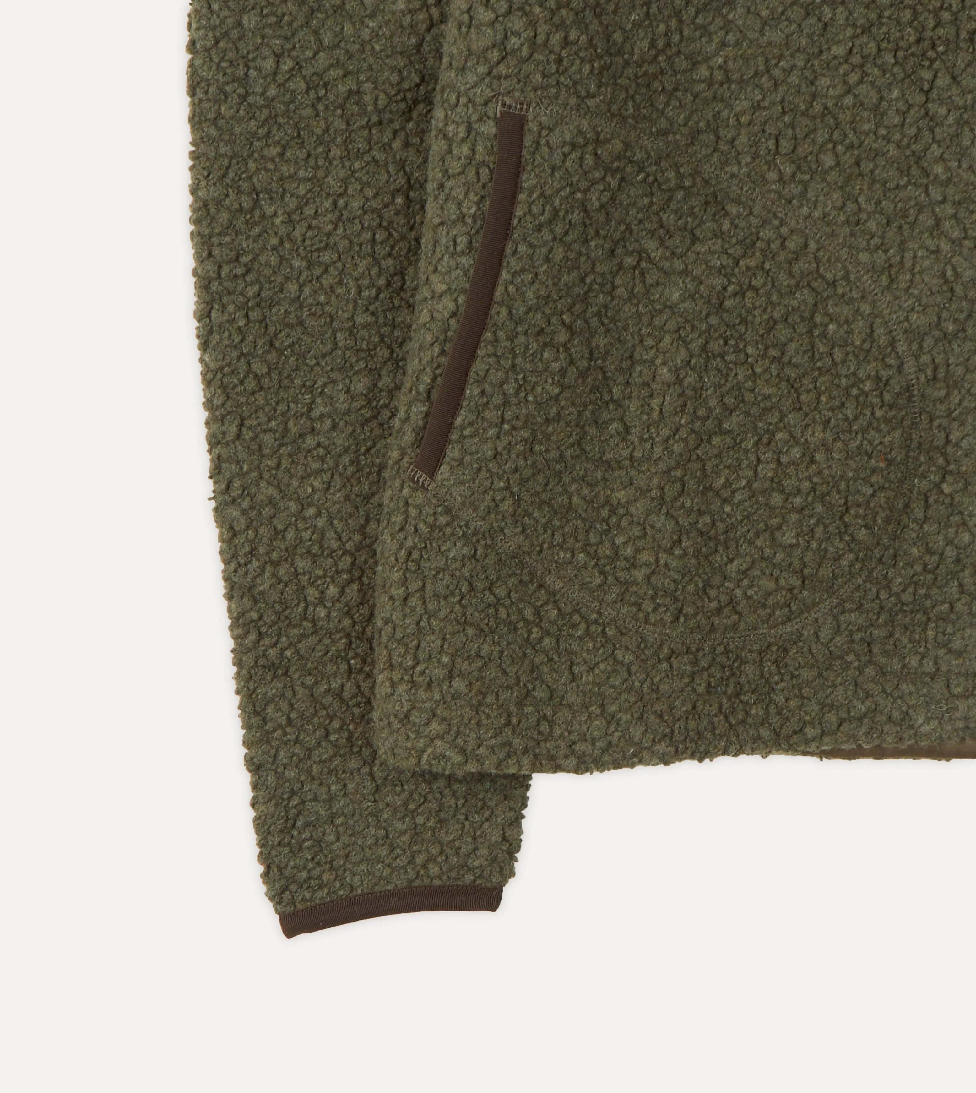 Green Boucle Wool Zip Fleece Jacket