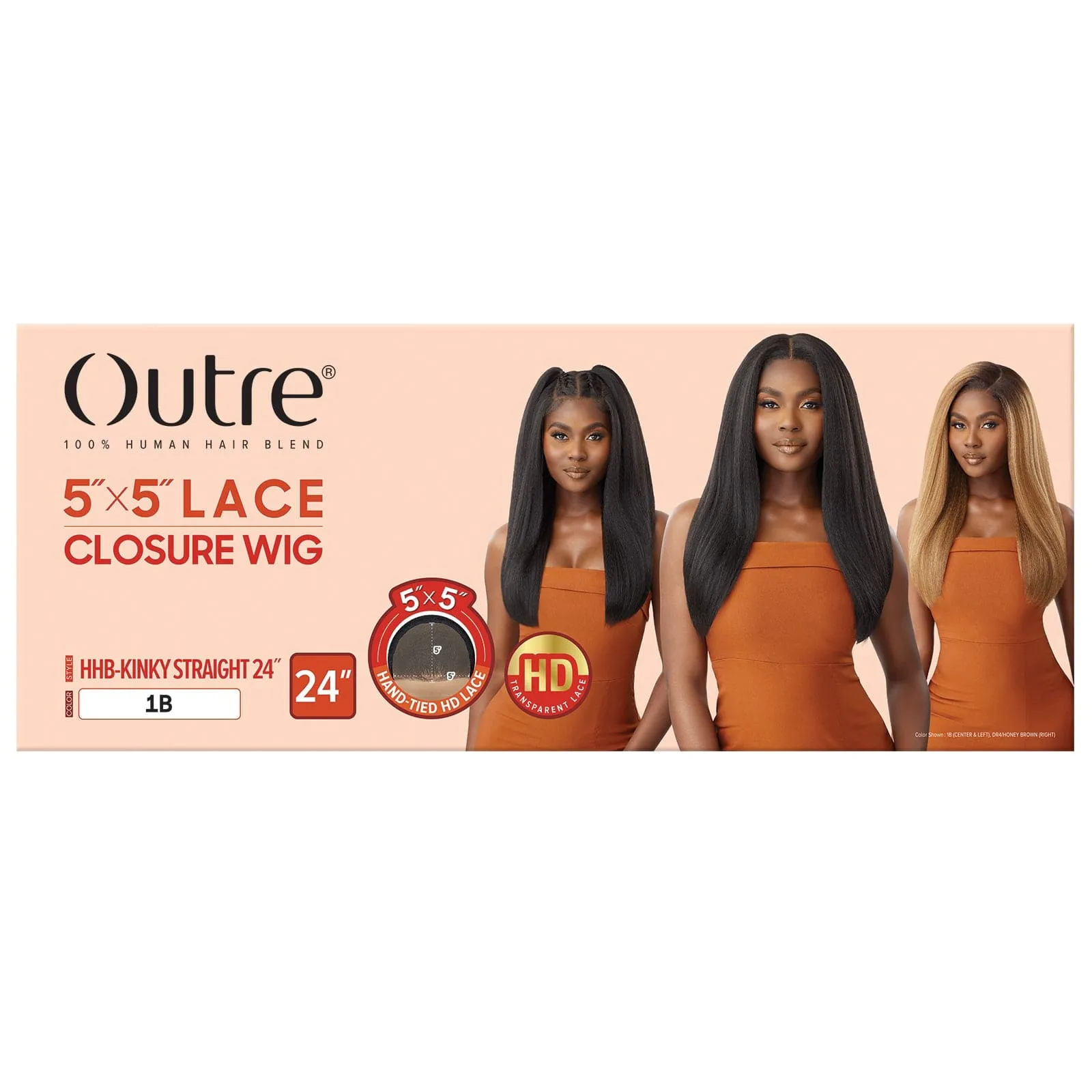 HHB-KINKY STRAIGHT 24 | Outre Human Hair Blend 5X5 Lace Closure Wig