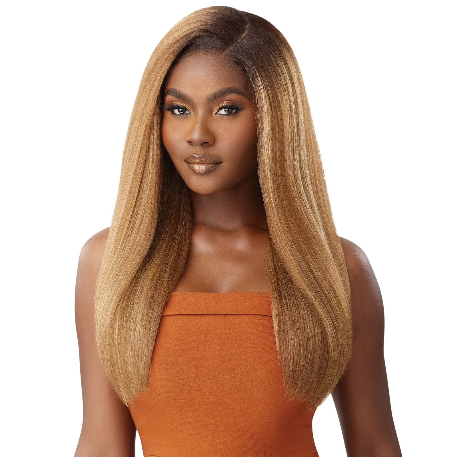 HHB-KINKY STRAIGHT 24 | Outre Human Hair Blend 5X5 Lace Closure Wig