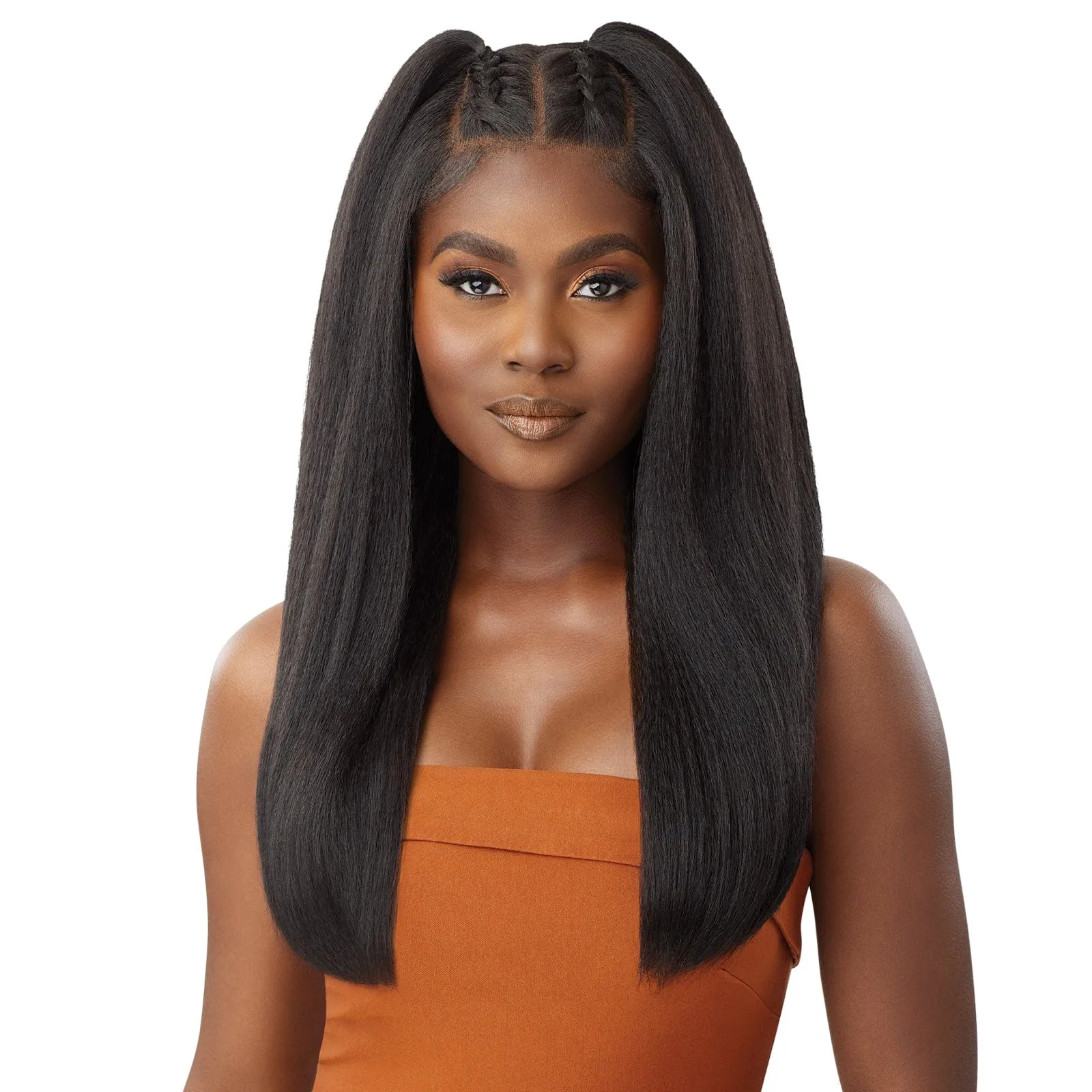 HHB-KINKY STRAIGHT 24 | Outre Human Hair Blend 5X5 Lace Closure Wig