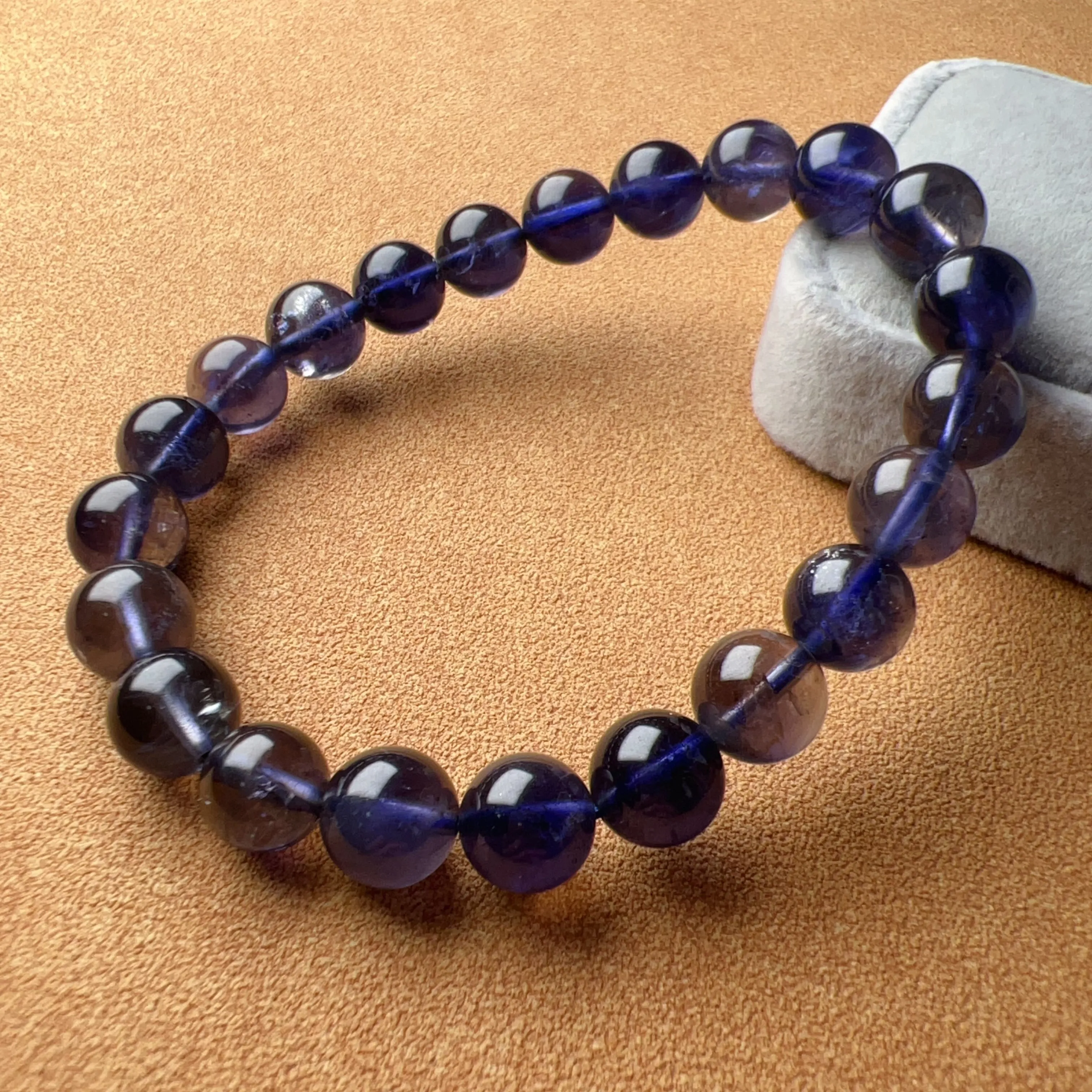 High-quality Rare Best 3-Color Iolite Elastic Bracelet 8.7mm Beads | Weight Loss Pain Relief Healing Stone