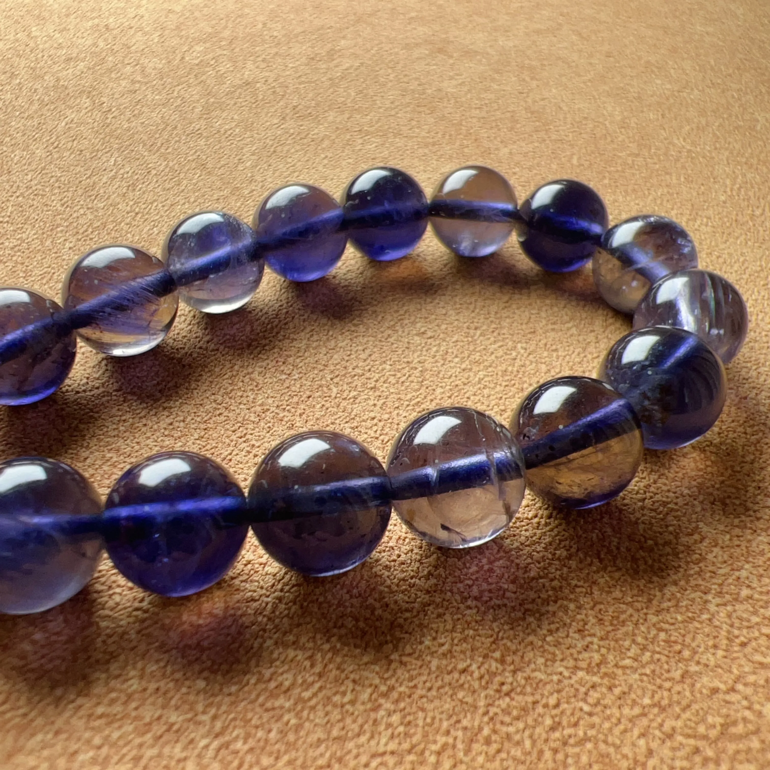 High-quality Rare Best 3-Color Iolite Elastic Bracelet 8.7mm Beads | Weight Loss Pain Relief Healing Stone