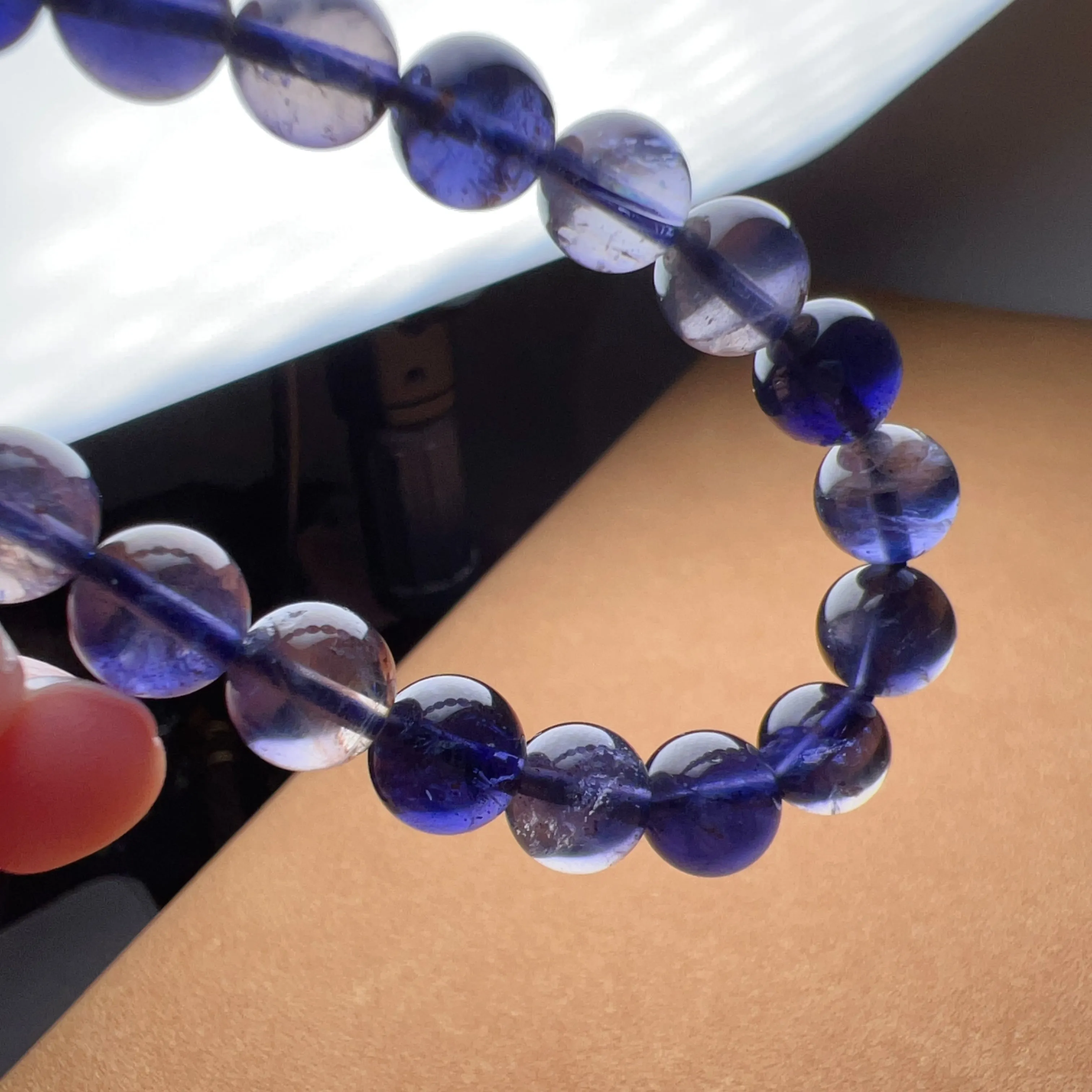 High-quality Rare Best 3-Color Iolite Elastic Bracelet 8.7mm Beads | Weight Loss Pain Relief Healing Stone