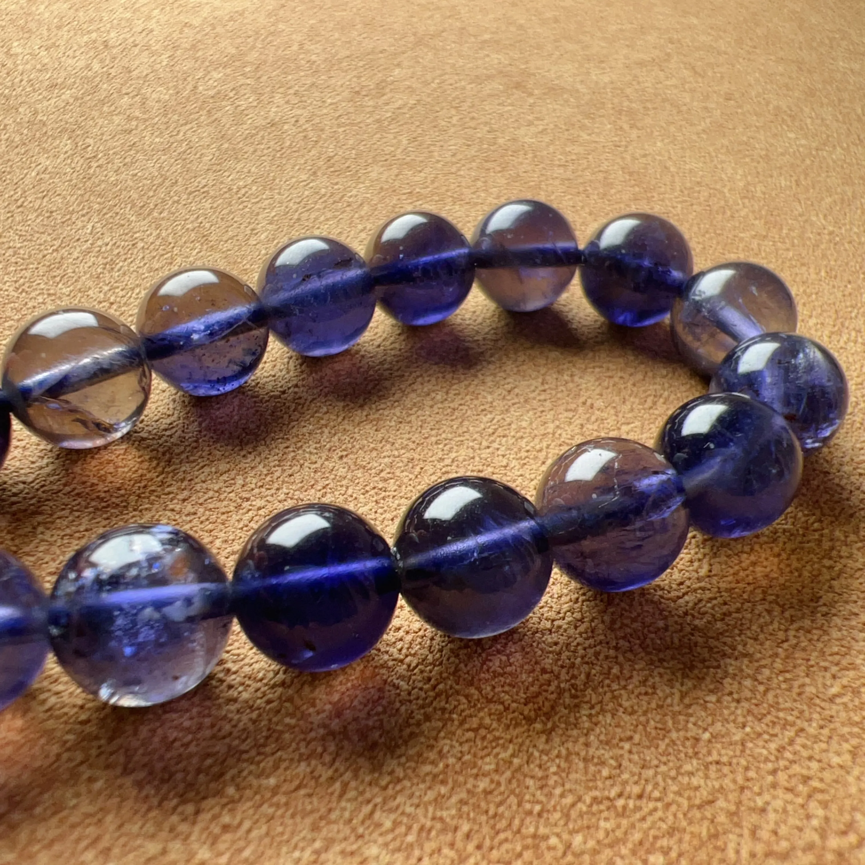 High-quality Rare Best 3-Color Iolite Elastic Bracelet 8.7mm Beads | Weight Loss Pain Relief Healing Stone