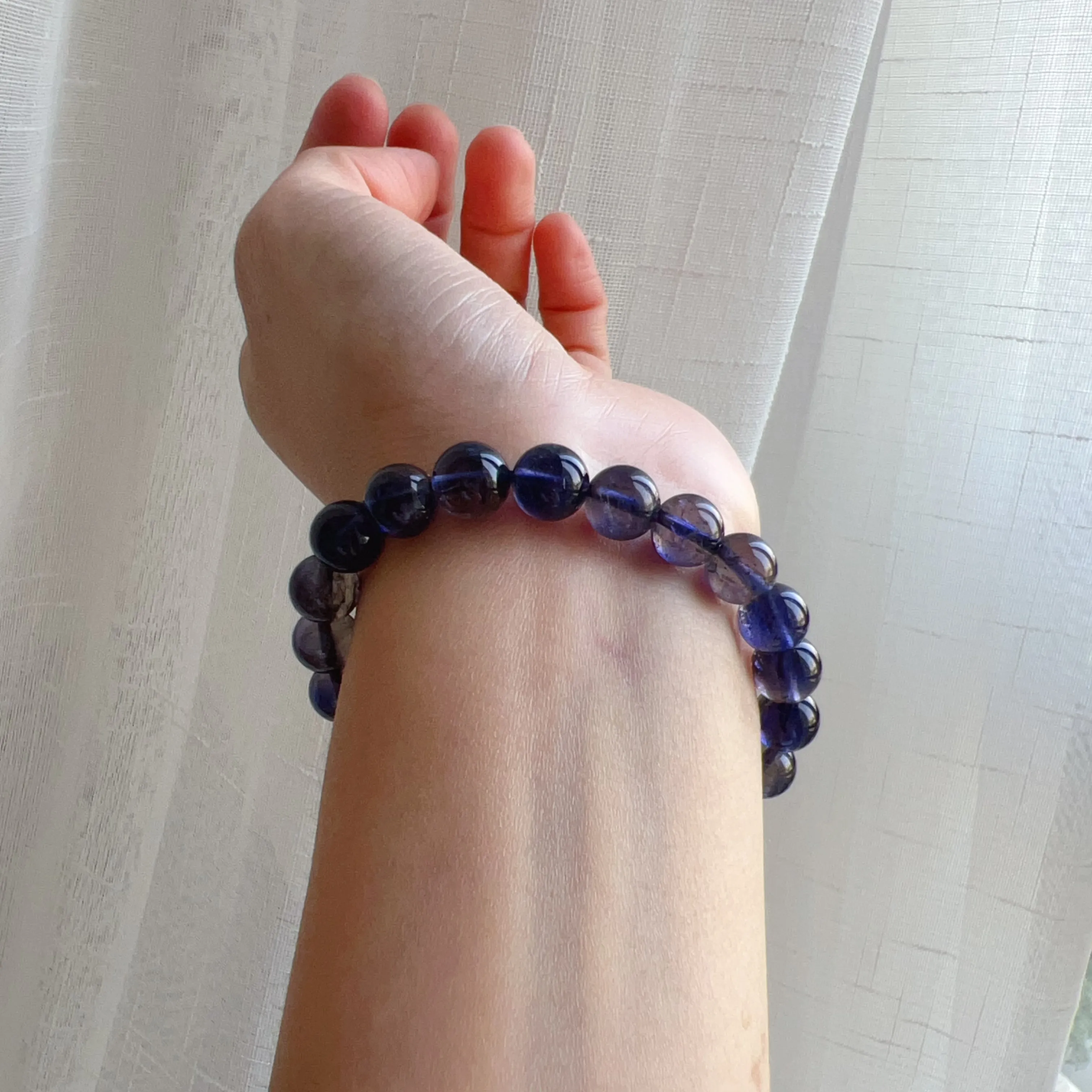 High-quality Rare Best 3-Color Iolite Elastic Bracelet 8.7mm Beads | Weight Loss Pain Relief Healing Stone