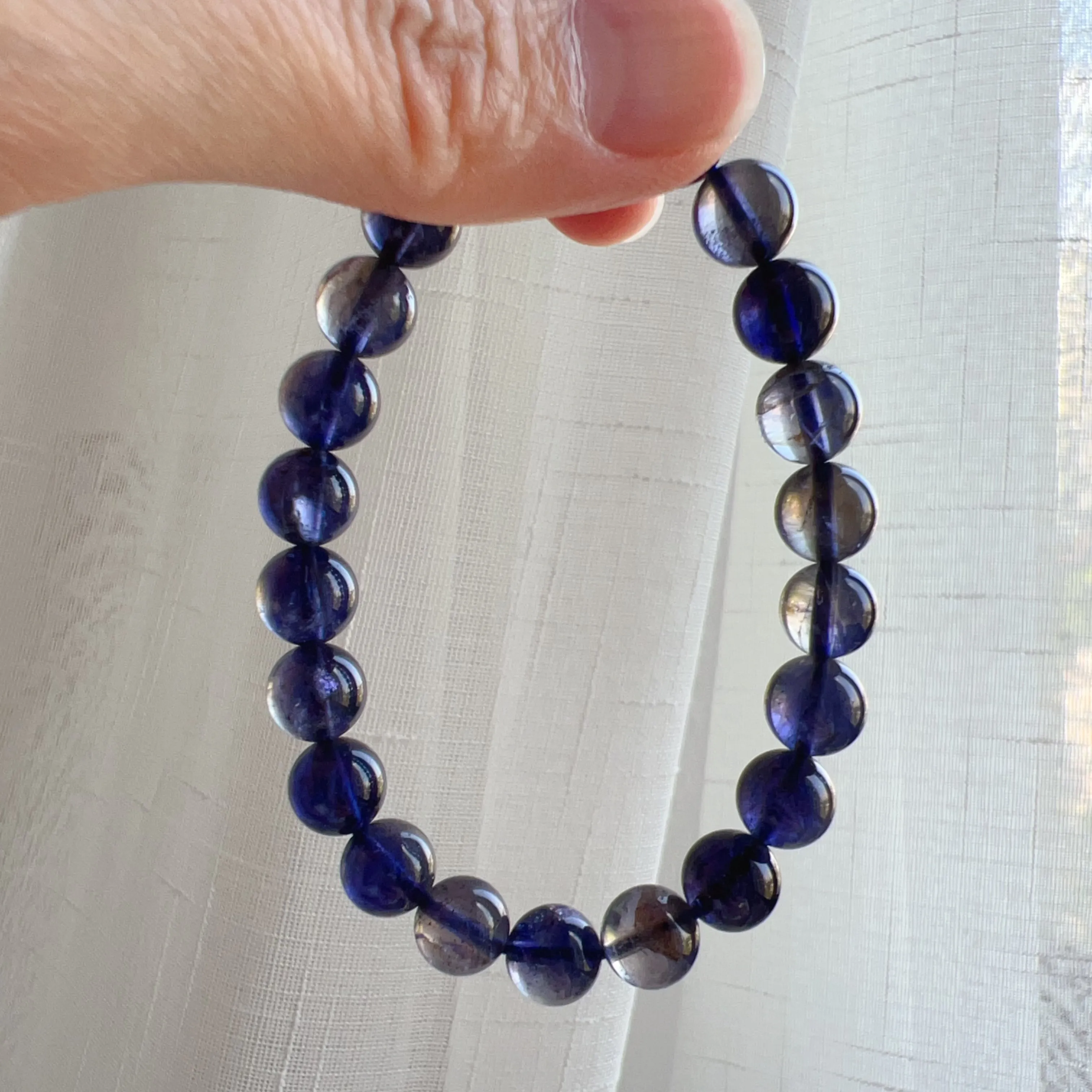 High-quality Rare Best 3-Color Iolite Elastic Bracelet 8.7mm Beads | Weight Loss Pain Relief Healing Stone