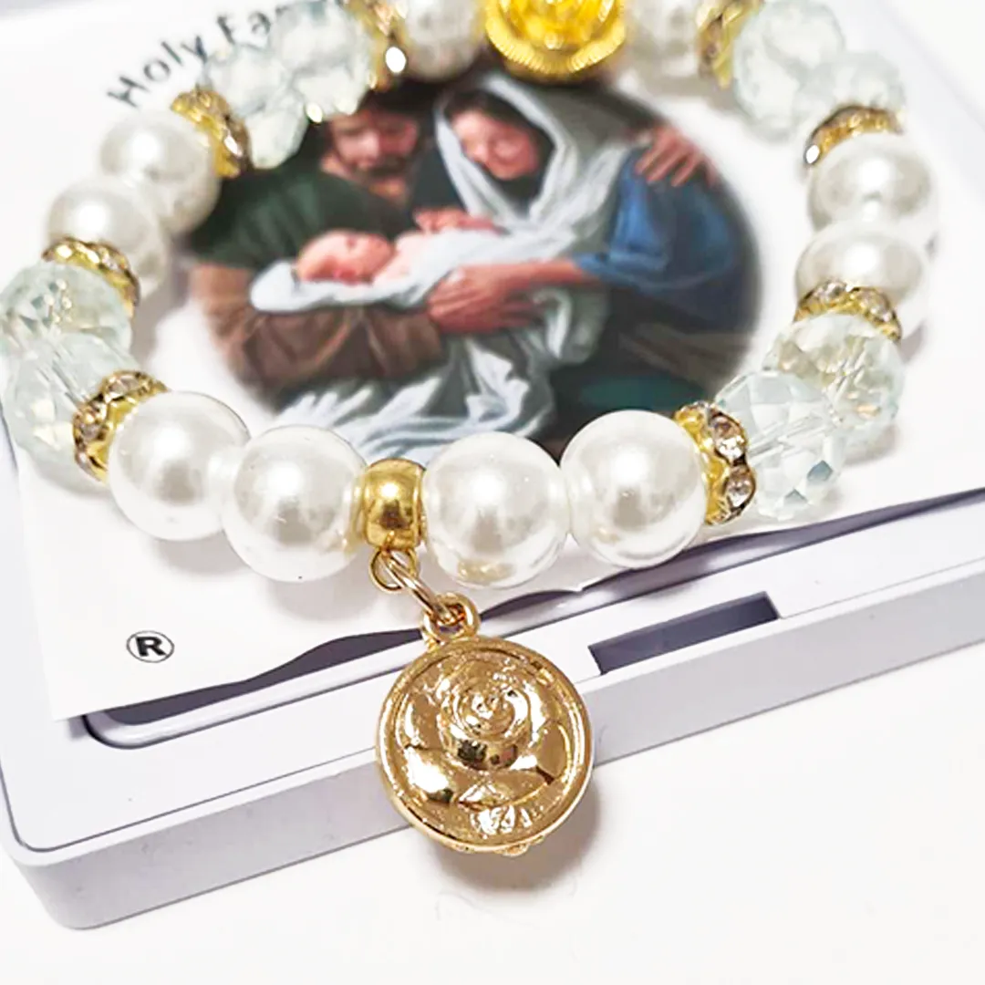 Holy Family Golden Blue Bracelet