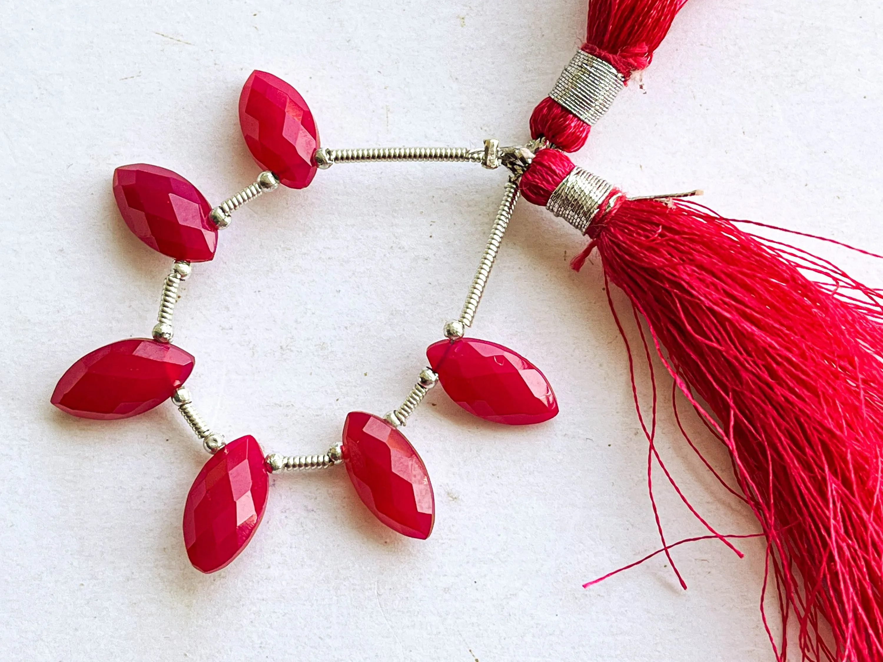 Hot Pink Chalcedony Marquise Shape Faceted Briolette beads