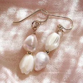 Huali Pikake and Baroque Pearl Earrings