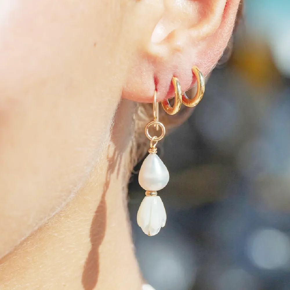 Huali Pikake and Baroque Pearl Earrings