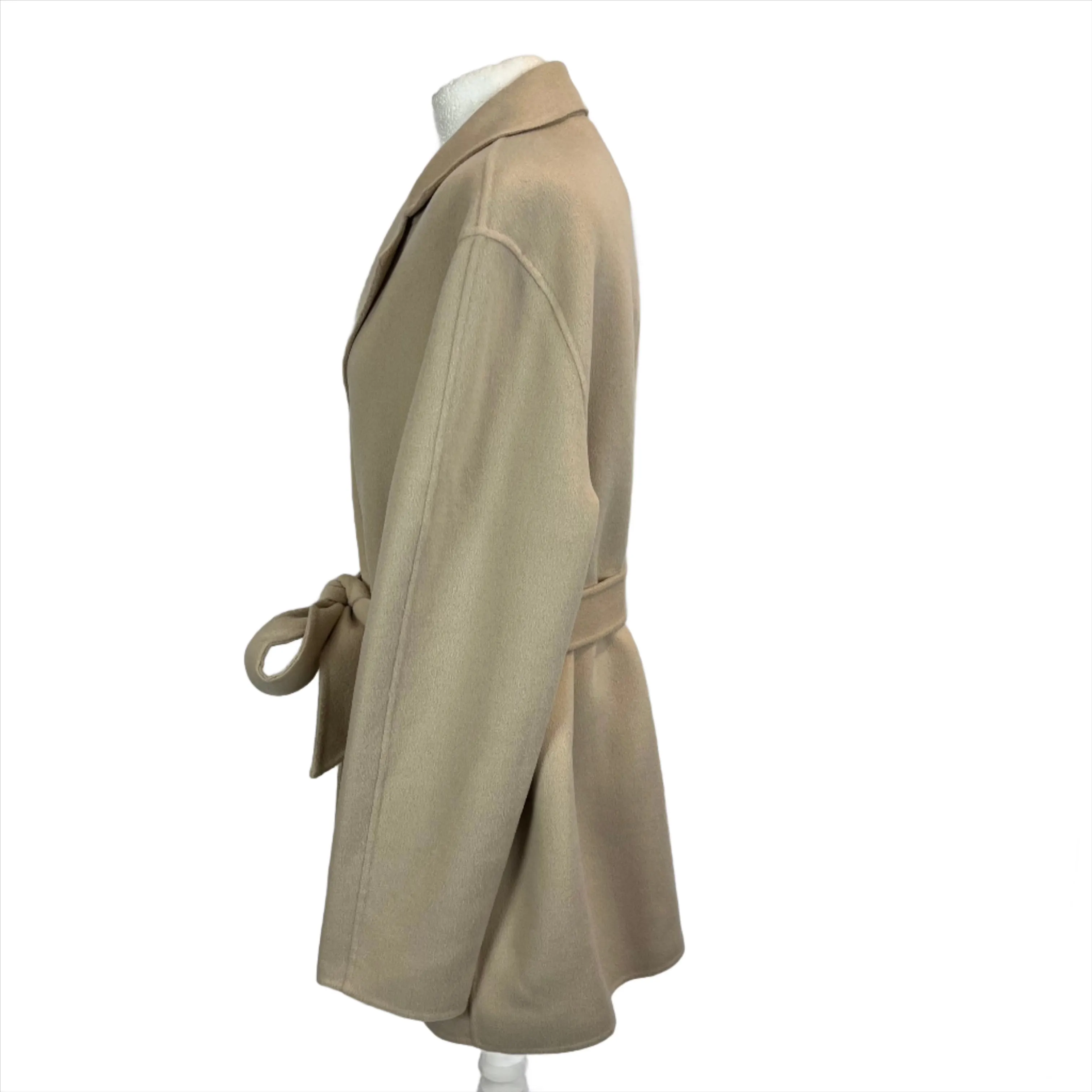 Joseph £855 Cream Double Faced Cashmere Cenda Belted Coat M